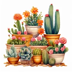 Zelfklevend Fotobehang Cactus in pot Home plants cactus in pots
