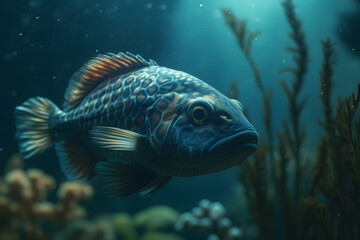 fish in aquarium. 