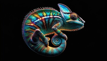 chameleon isolated on black background