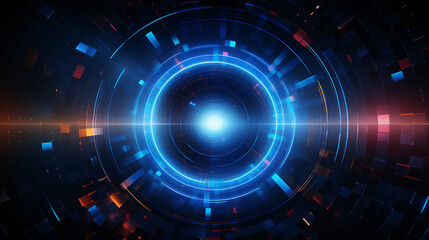 Obraz premium Glowing digital circle, energy source.