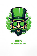 St.patrick's day illustration on white background. Redhead boy with clover. Holidays concept