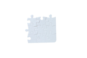 PNG, White puzzle with missing elements, isolated on white background