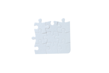 PNG, White puzzle with missing elements, isolated on white background