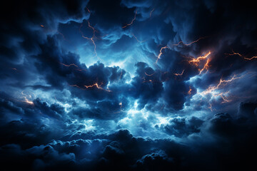 Dangerous and violent lightning, lightning storm events. - obrazy, fototapety, plakaty