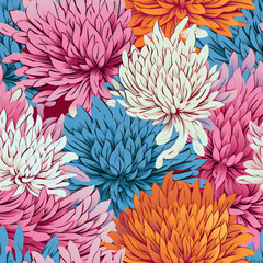 Chrysanthemum seamless pattern, floral illustration