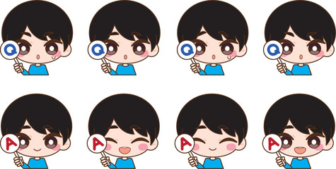 Q &A　男性イラストセット
