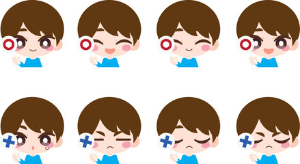 マルとバツ　男性イラストセット