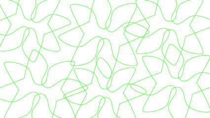 Seamless pattern with green and green hearts. Abstract background of complicated line crossing. Isolated technology connection concept.  - obrazy, fototapety, plakaty
