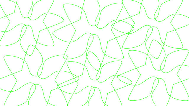 Seamless pattern with green and green hearts. Abstract background of complicated line crossing. Isolated technology connection concept. 
