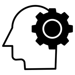 Solid glyph icon  Human Mind setting icon