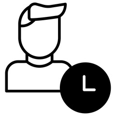 Solid glyph icon  User Time icon