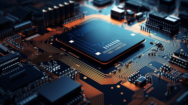 A complex electronic circuit board featuring a vital microchip.