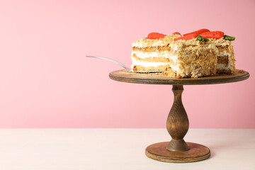 Tasty and delicious food concept - carrot cake