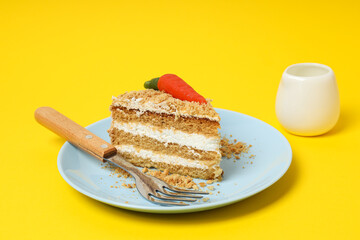 Tasty and delicious food concept - carrot cake