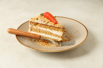 Tasty and delicious food concept - carrot cake