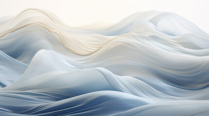 Elegant waves of silken threads forming an ethereal abstract landscape AI generative
