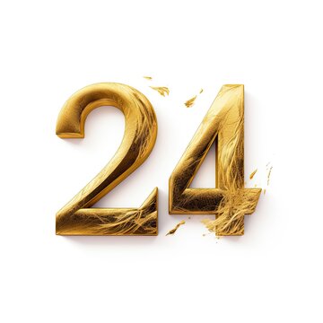 Numeral of the year 24 in gold color on a light white background.