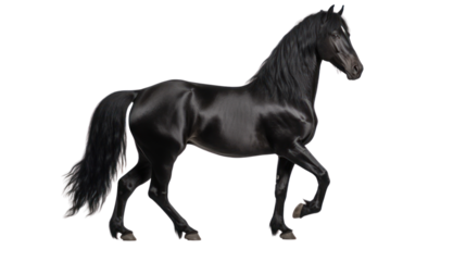Arabian black horse on the transparent background