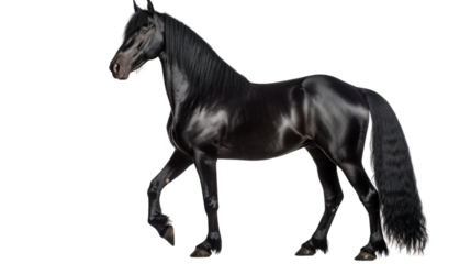 Arabian black horse on the transparent background