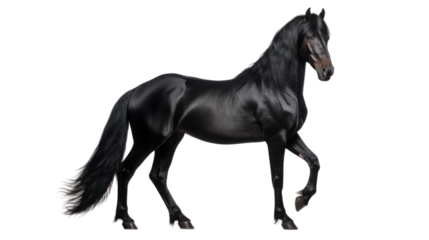 Arabian black horse on the transparent background
