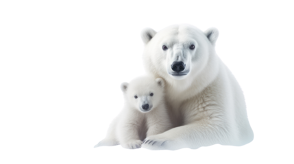 polar bear and baby on the transparent background