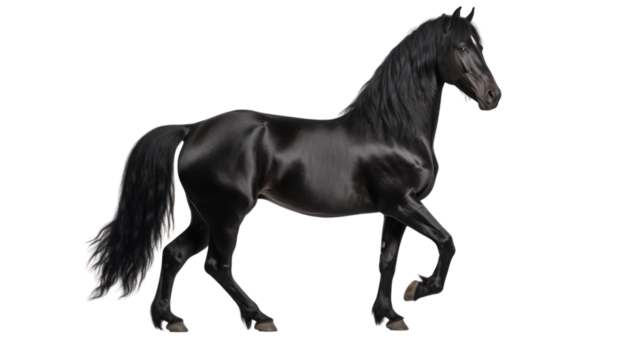 Arabian black horse on the transparent background