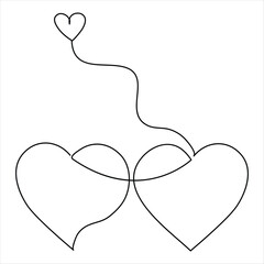 Continuous one line art drawing heart shape vector illustration of minimalist outline love concept