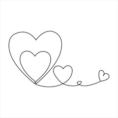  Continuous single line drawing heart valentine's day love isolated  hand drawn vector illustration