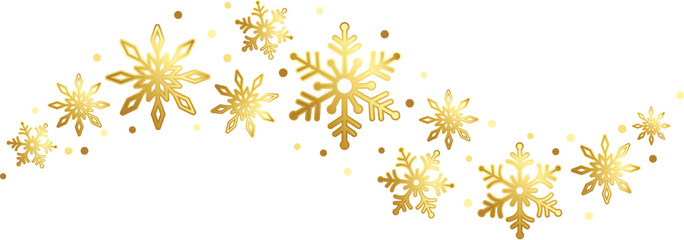 Obraz na płótnie Canvas Snowflakes border in wave shape. Golden snowflakes. Golden snowflakes wave vector .Christmas decoration