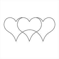  Continuous single line drawing heart valentine's day love isolated  hand drawn vector illustration