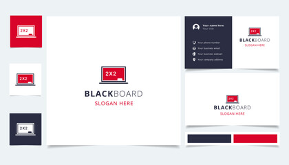 Fototapeta na wymiar Blackboard logo design with editable slogan. Branding book and business card template.