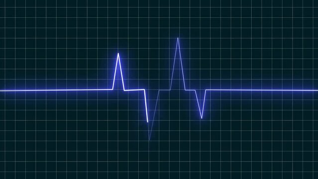 Glowing heart beat animation on black background