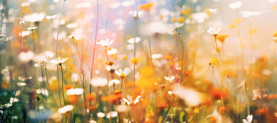 A sun-kissed meadow in summer, a vibrant tapestry of wildflowers and nature.