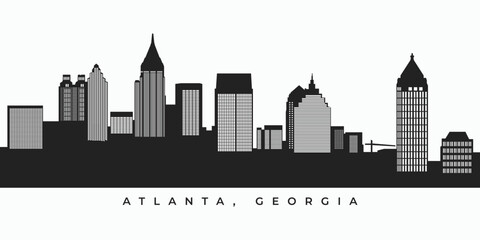 Atlanta city skyline silhouette. Georgia skyscraper landscape in vector format for your design. - obrazy, fototapety, plakaty