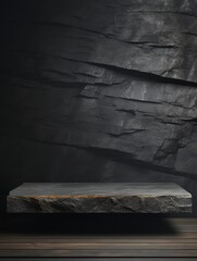 Dark stone podium for display product empty podium, copy space, generative ai