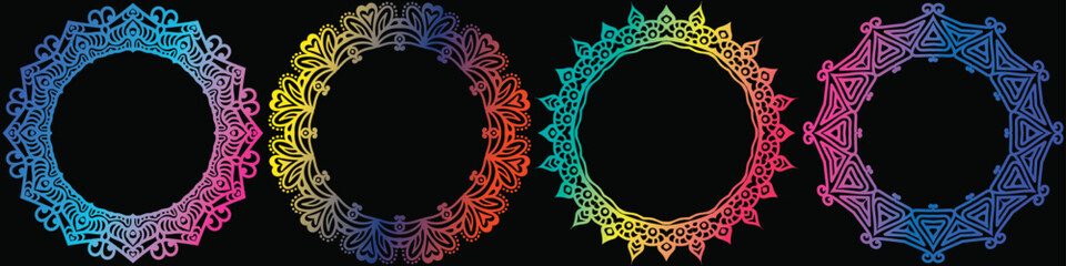 mandala symbol art circle design set.