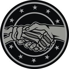 handshake with skeleton, grunge vintage design t shirts