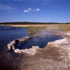 Yellowstone National Park and blue skies