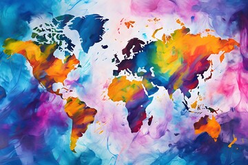 abstract background.world map with splashes. Creative world map