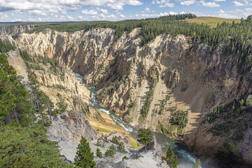 Grand Canyon of the Yellowstone near the lower Yellowstone falls in Yellowstone National Park - Powered by Adobe