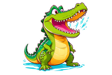 Fototapeta premium A Cartoonish Crocodile in a Playful Pose (PNG 10800x7200)
