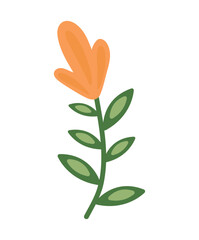 Flowers in the flat cartoon design. Design projects with this element of a set, showcasing orange flower in a delightful flat design style. Vector illustration.