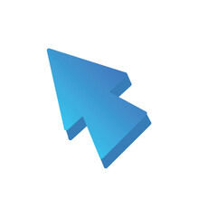 Blue arrow in cartoon style. This 3D-style element of set - a blue arrow and a meticulously crafted shadow highlight this image. Vector illustration.