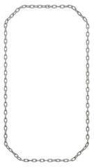 A rectangular frame with chamfered corners crafted from a single line of metal chains, provided in PNG format with a transparent background.