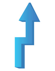 Blue arrow in cartoon style. This captivating 3D-style element of set feature a blue arrow and a carefully crafted shadow, to make designs stand out. Vector illustration.