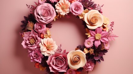 Flowers Composition Wreath Made Various Colorful, HD, Background Wallpaper, Desktop Wallpaper