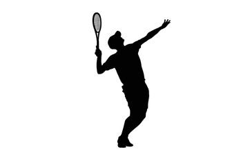silhouette of playing tennis