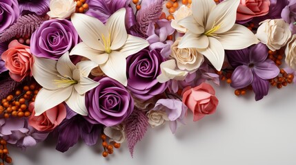 Flowers Composition Yellow Purple On White, HD, Background Wallpaper, Desktop Wallpaper