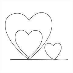 Continuous one line art drawing heart shape vector illustration of minimalist outline love concept