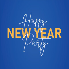 Hand sketch happy new year party in card lettering typography icon